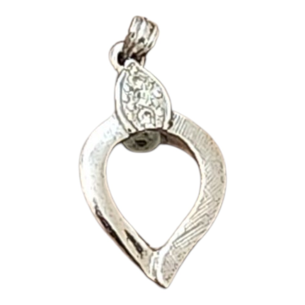 Sterling silver Heart Pendant Charm with CZ Accents